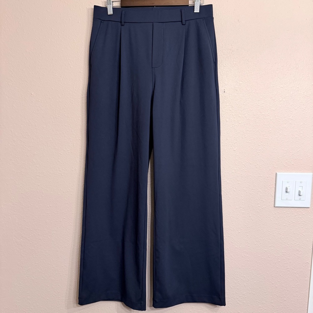 Halara High Waisted Pleated Wide Leg Dress Pants Navy Blue XL Regular 7WP4K